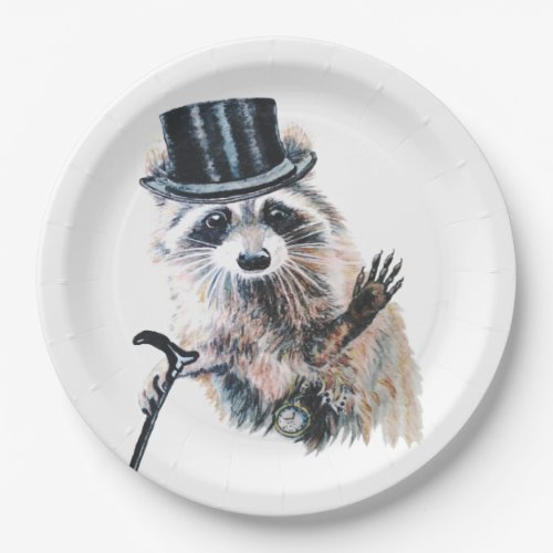 Fun Silly Formal Attire Raccoon Animal Paper Plates
