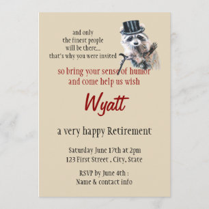 Fun Silly Formal Attire Raccoon Animal Party Invitation