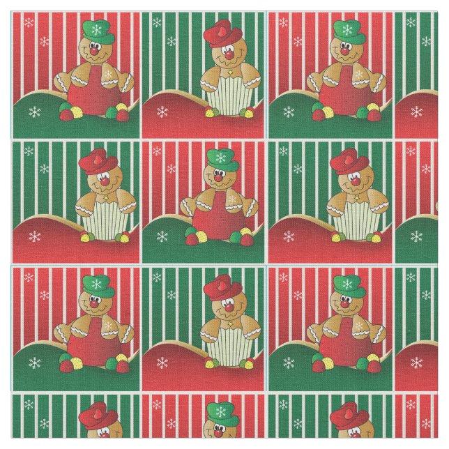 Fun Silly Gingerbread Men Cuties | Christmas Fabric (Close Up)