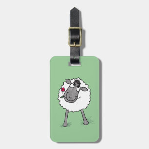 Fun Silly Sheep with Flower, Luggage Tag