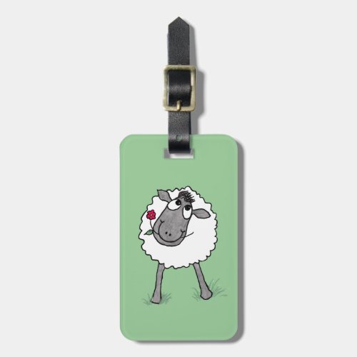Fun Silly Sheep with Flower Luggage Tag