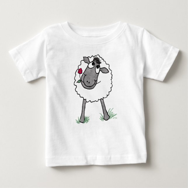 Fun Silly Sheep with Flower, Toddler T-shirt (Front)