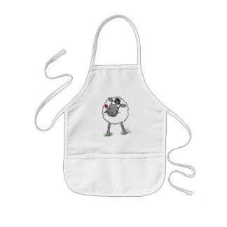 Fun Silly Sheep with Flower, White Apron