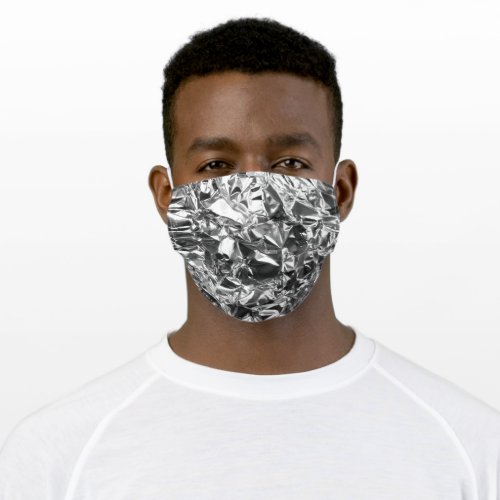 Fun Silver Faux Metal Crushed Aluminum Foil Photo Adult Cloth Face Mask