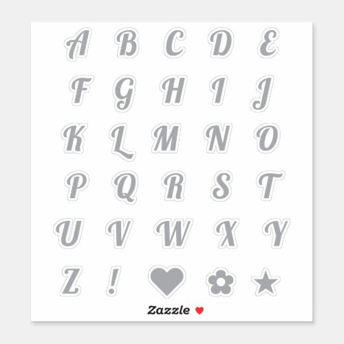 Fun Silver Font Alphabet Initial Monogram Letters Sticker