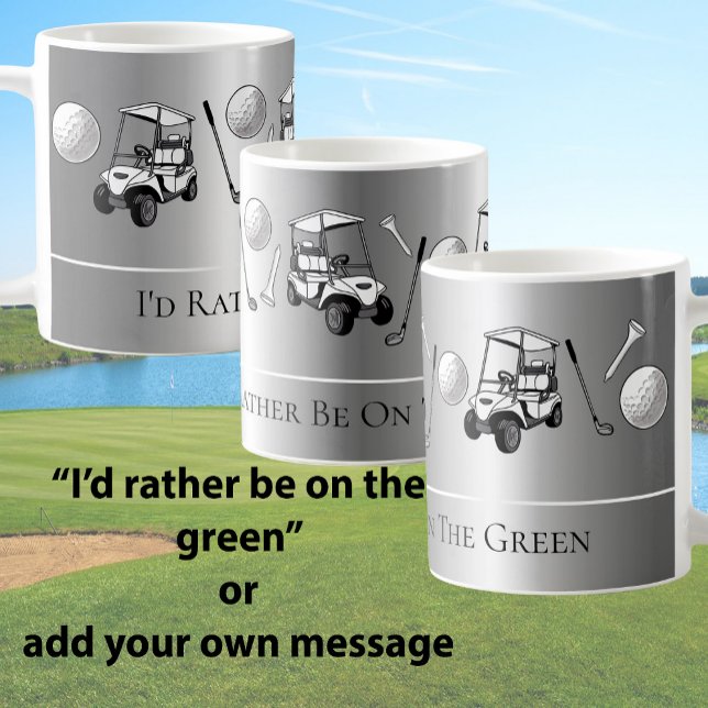 Fun Silver Golf Balls and Cart With Custom Message Coffee Mug (Creator Uploaded)