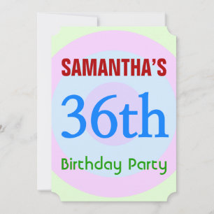 Fun, Simple "36th Birthday Party" Invitation