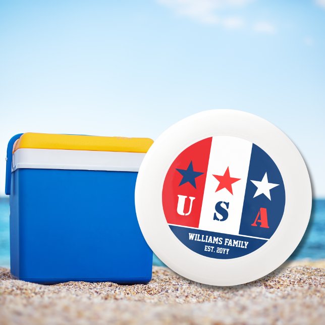 Fun Simple American Flag,Patriotic USA,Family Name Wham-O Frisbee (Creator Uploaded)