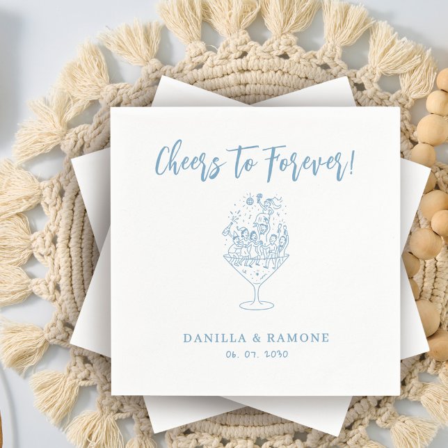 Fun Simple Cheers to Forever Script Wedding Napkins (Creator Uploaded)