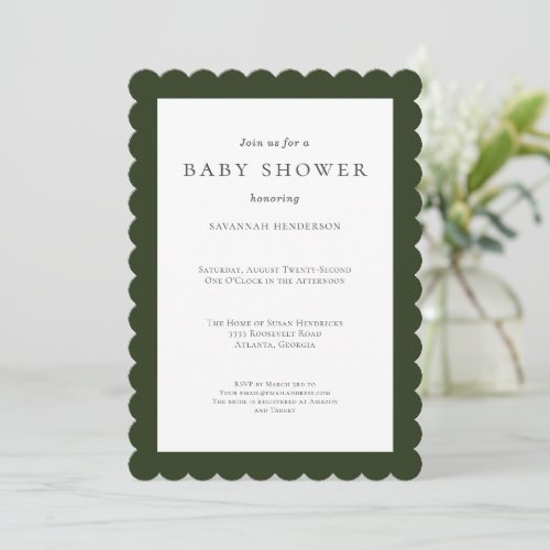 Fun Simple Forest Green Baby Shower Invitation
