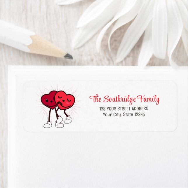 Fun Simple Hearts Hugging Wedding Return Address Label (Insitu)