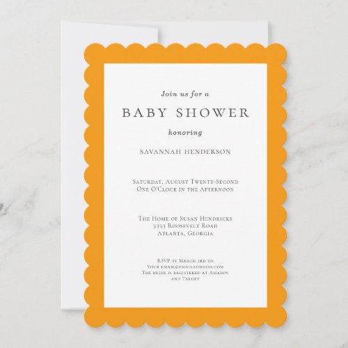 Fun Simple Orange Baby Shower Invitation