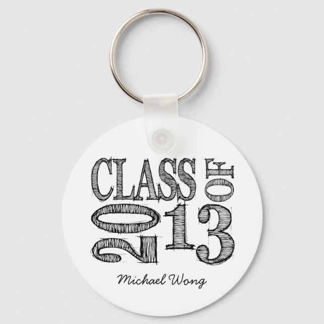 Fun & Simple Pen Sketch Class of 2013 Keychain (Front)