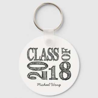 Fun & Simple Pen Sketch Class of 2018 Graduations Keychain