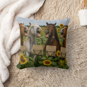 Fun Singing Horses Pillow! Throw Pillow