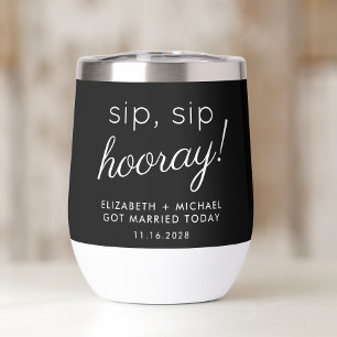 Fun Sip Sip Hooray Black Wedding Thermal Wine Tumbler