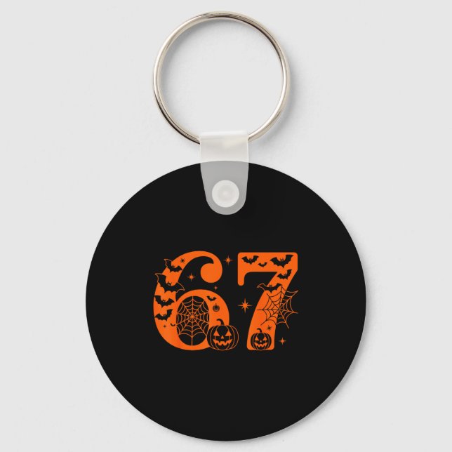Fun Six Seven 6 7 Meme Design Couples Halloween  Keychain (Front)