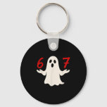 Fun Six Seven Meme 6 7 Halloween Ghost Costume  Keychain