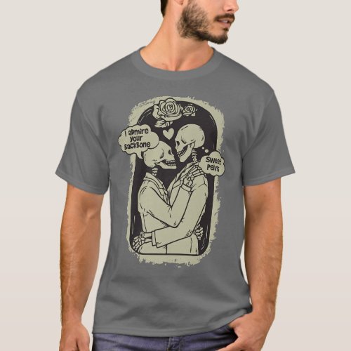 Fun Skeleton Embrace  Mutual Admiration Design  T_Shirt
