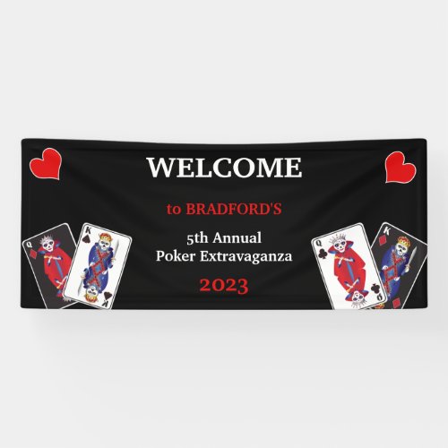 Fun Skeleton Kings and Queens Poker Playing Cards Banner