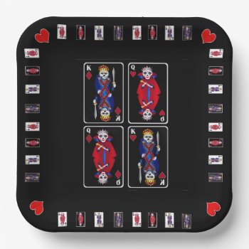 Fun Skeleton Kings And Queens Poker Playing Cards Paper Plates by TrudyWilkerson at Zazzle