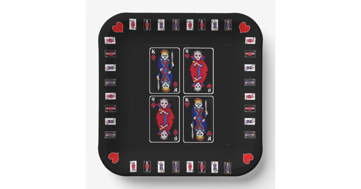 Fun Skeleton Kings and Queens Poker Playing Cards Paper Plates Zazzle