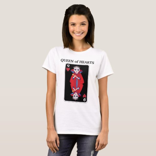 Fun Skeleton Queen of Hearts Playing Card T_Shirt