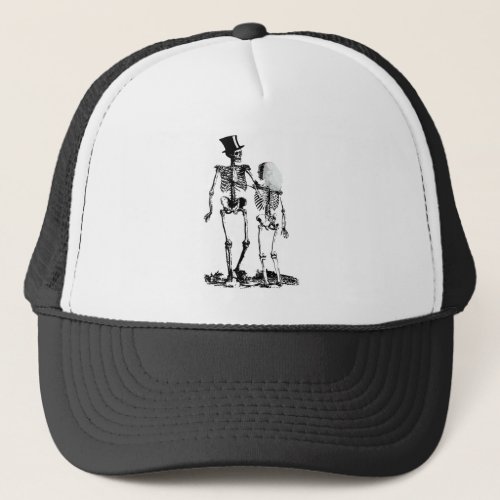 Fun Skeleton Wedding Couple Graphic Art Trucker Hat