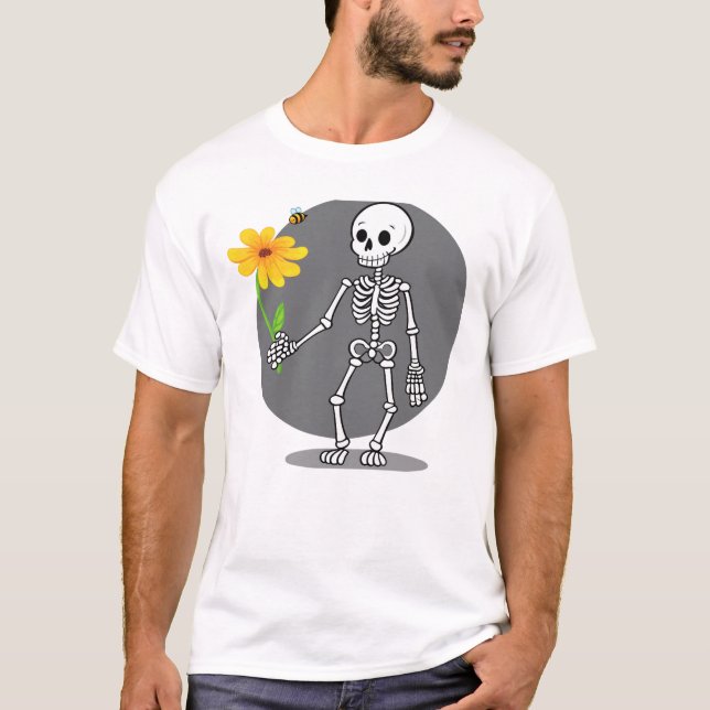 Fun skeleton with its yellow flower T-Shirt (Front)