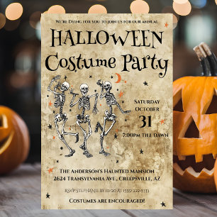 Fun Skeletons Halloween Costume Party Invitation