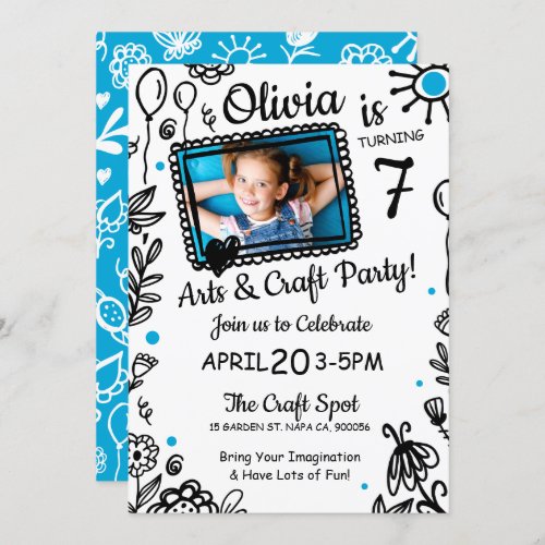 Fun Sketch Doodle Crafts Birthday Party Invitation