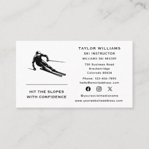 Fun Skier Skiing Coach Ski Instructor Social Media Business Card