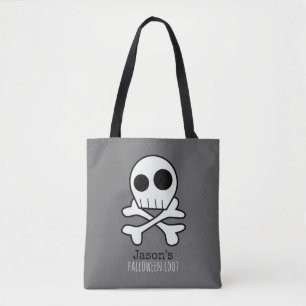 Fun Skull and Bones Kids Halloween Tote Bag