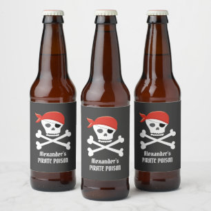 Fun Skull Crossbones Pirate Poison Personalized Beer Bottle Label