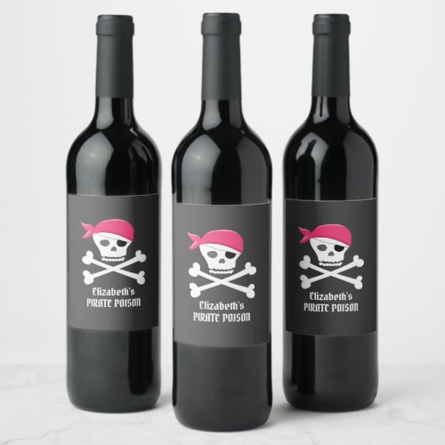 Fun Skull Crossbones Pirate Poison Personalized Wine Label