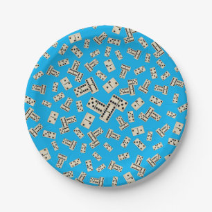 Fun sky blue dominos paper plates