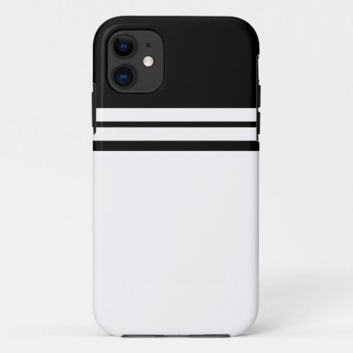 Fun Sleek Black White Color Block Racing Stripes iPhone 11 Case