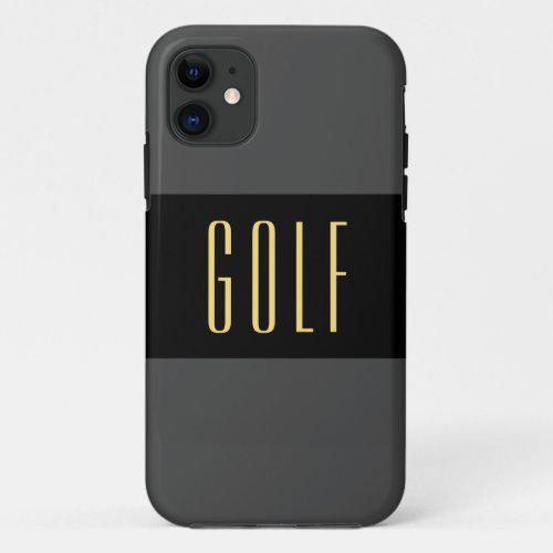 Fun Sleek Dark Gray Black Band Slim GOLF Text  iPhone 11 Case