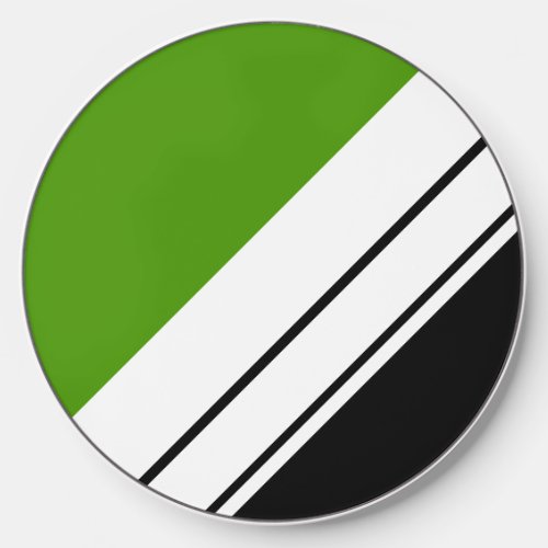 Fun Sleek Sporty Lime Black Diagonal White Stripes Wireless Charger