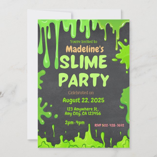 Fun Slime Party Birthday Invitation  (Front)