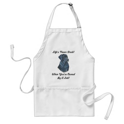 fun slogan with portrait of black labrador dog adult apron