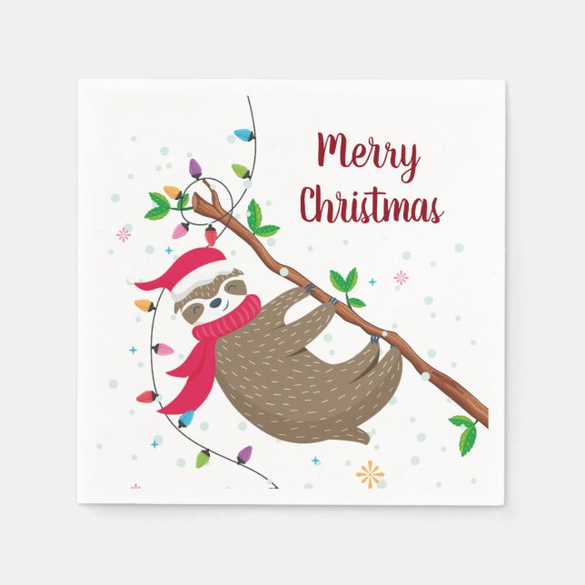 Fun Sloth Christmas napkins (Front)