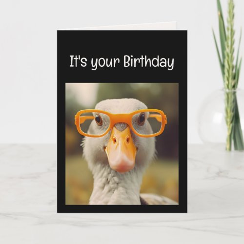 Fun Smart Goose Glasses Birthday Animal Humor Card