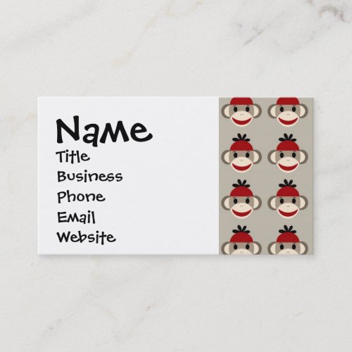 Fun Smiling Red Sock Monkey Happy Patterns Business Card