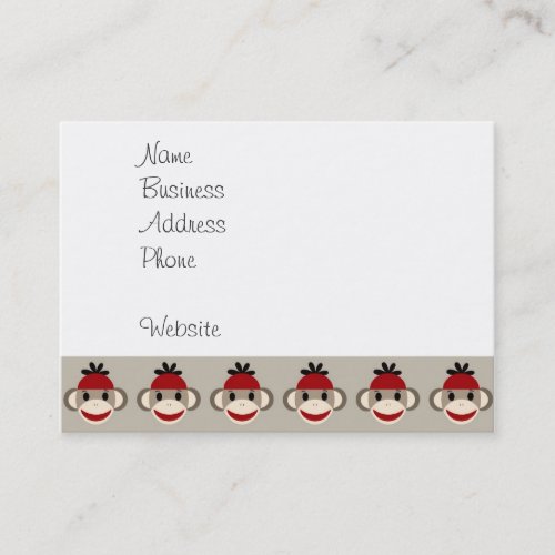 Fun Smiling Red Sock Monkey Happy Patterns Business Card