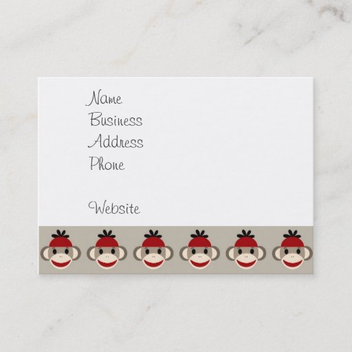 Customizable Fun Smiling Red Sock Monkey Happy Patterns Business Card