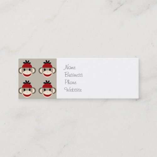 Fun Smiling Red Sock Monkey Happy Patterns Mini Business Card