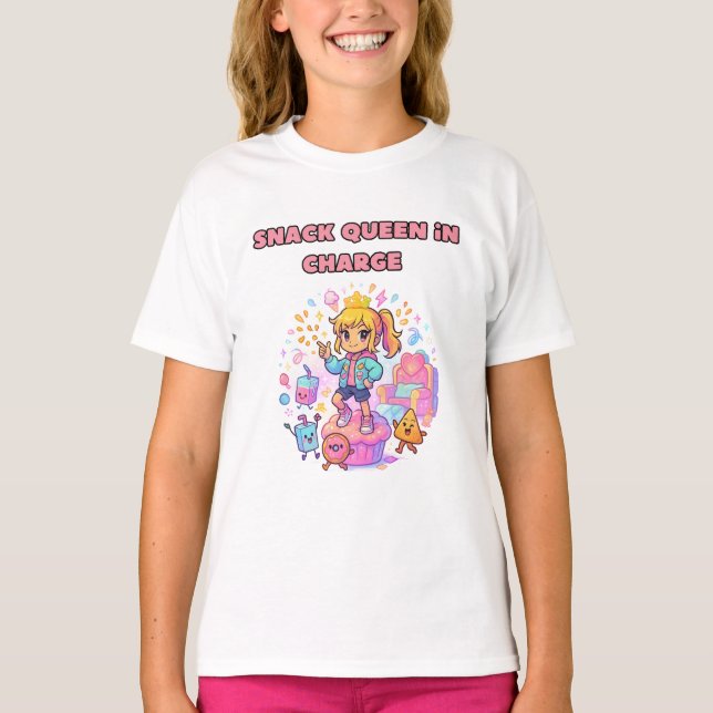 fun snack queen girls shirt (Front)
