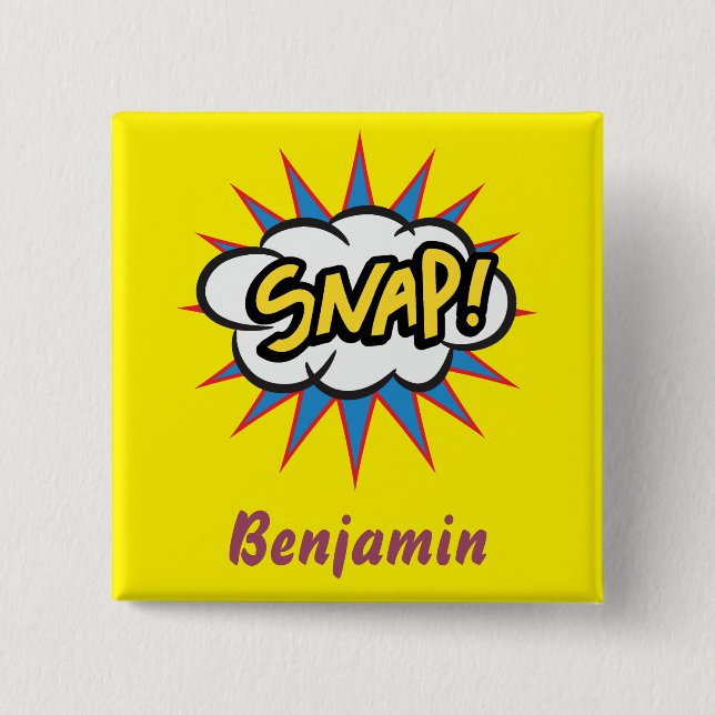 Fun Snap yellow comic book design Button (Front)