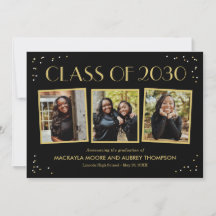 Fun Snapshots Editable Color Graduation Invitation